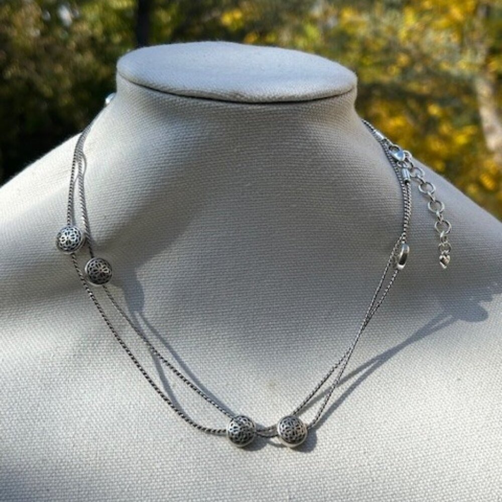 BRIGHTON “Ferrara Petite” Medallion Silver-Plate Long CHAIN NECKLACE